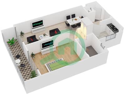 المخططات الطابقية لتصميم الوحدة 18 شقة 1 غرفة نوم - البوابة العربية