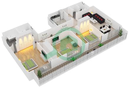 Arabian Gates - 3 Bedroom Apartment Unit 24 Floor plan