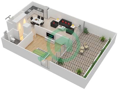 المخططات الطابقية لتصميم النموذج 3 شقة 1 غرفة نوم - عزيزي ريفييرا 10