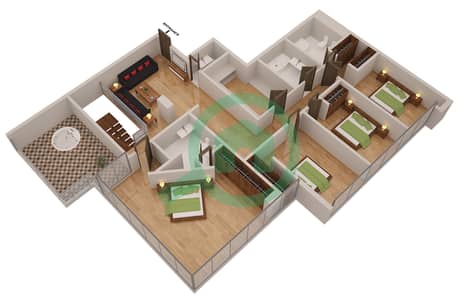 المخططات الطابقية لتصميم الوحدة LE ROYAL MERIDIEN 2 بنتهاوس 5 غرف نوم - برج بوتانيكا