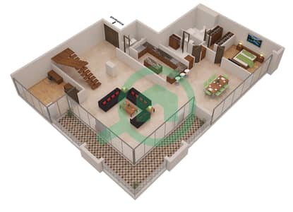 المخططات الطابقية لتصميم الوحدة LE ROYAL MERIDIEN 3 بنتهاوس 5 غرف نوم - برج بوتانيكا