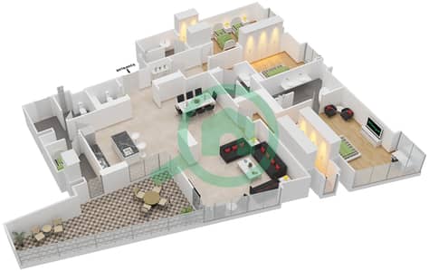 Bulgari Residence 3 - 3 Bedroom Apartment Type/unit B/15 Floor plan