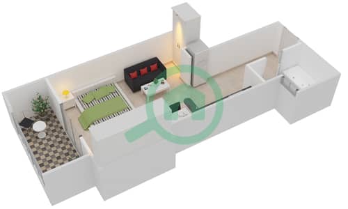 المخططات الطابقية لتصميم النموذج C شقة استوديو - قصر قرطبة