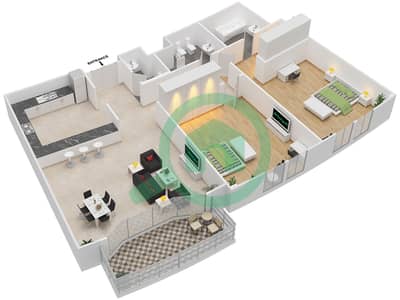 Courtyard Apartments - 2 Bedroom Apartment Type C Floor plan