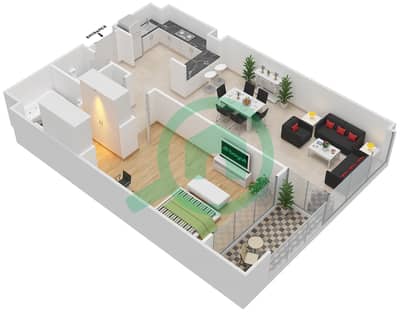 Tower 2 - 1 Bed Apartments Type A Floor plan