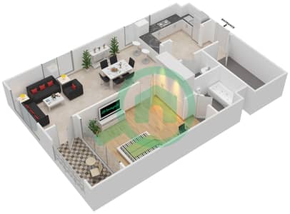 Tower 2 - 1 Bed Apartments Type B Floor plan