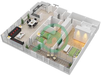 Tower 2 - 2 Bed Apartments Type B Floor plan