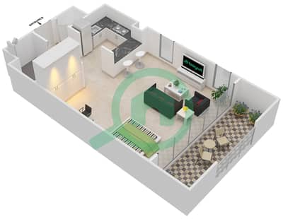 Tower 2 - Studio Apartments Type A Floor plan