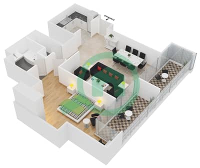 Global Lake View - 1 Bedroom Apartment Type D Floor plan