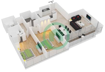 Global Lake View - 2 Bed Apartments Type D Floor plan