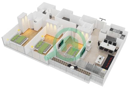 环球湖景大厦 - 3 卧室公寓类型A戶型图