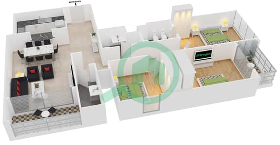 Global Lake View - 3 Bed Apartments Type B Floor plan