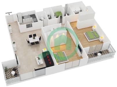 Green Lakes 1 - 2 Bedroom Apartment Type 2(2B-B) Floor plan
