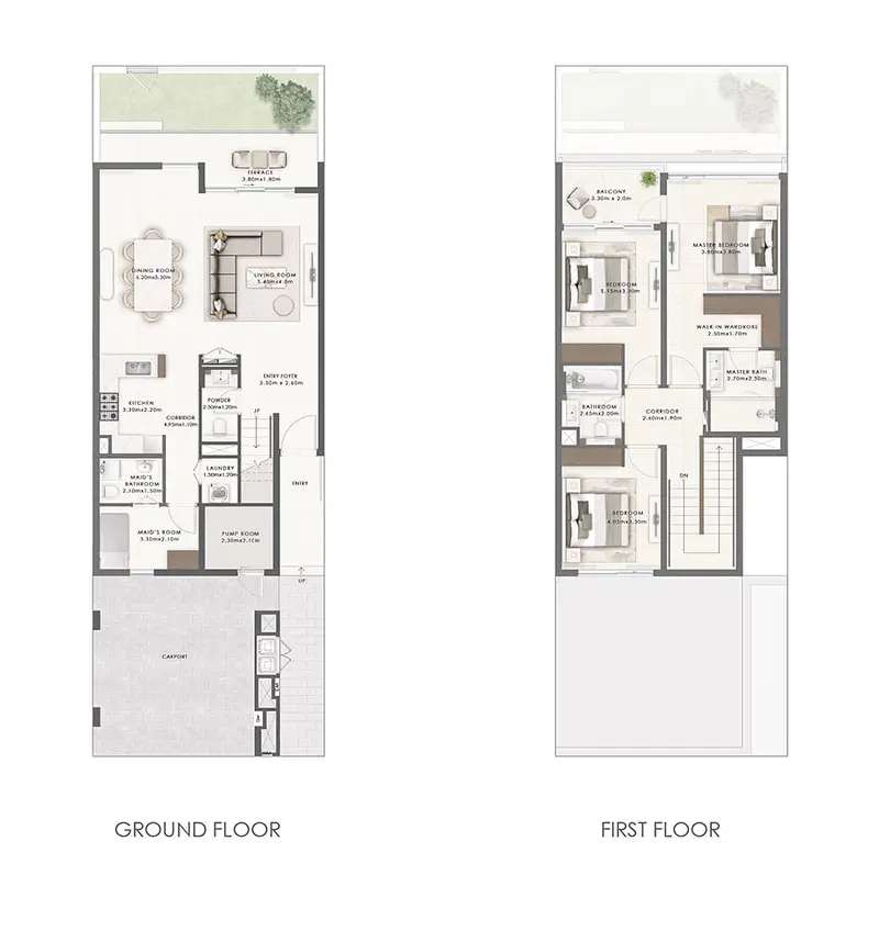 3 BR floor plan