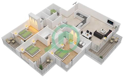 Green Lakes 2 - 3 Bed Apartments Type 2(3B-B) Floor plan