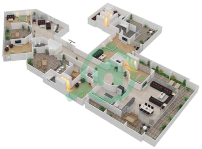 里维埃拉大厦 - 5 卧室顶楼公寓类型A戶型图