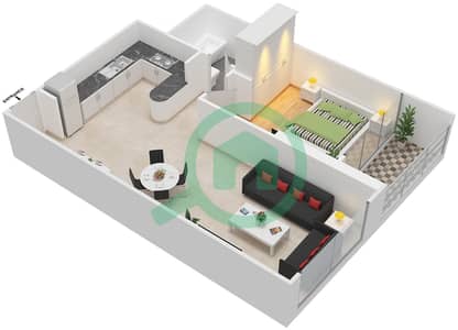 滨海钻石4号楼 - 1 卧室公寓类型／单位C/7.8戶型图