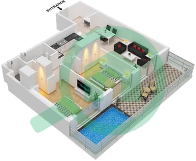 Вьюз 2 от Данубе - Апартамент 2 Cпальни планировка Тип/мера B / UNIT 11,15 FLOOR 2-21