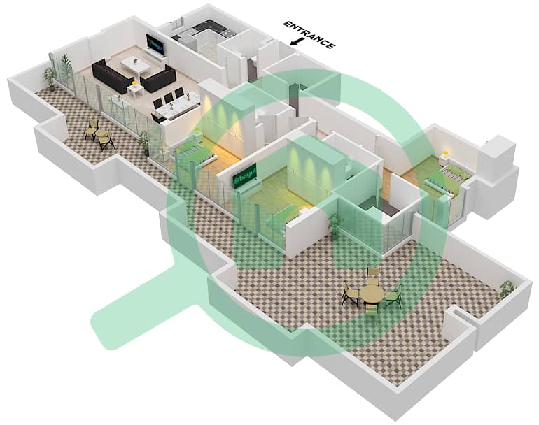 Janayen Avenue B - 3 Bedroom Apartment Type/unit S / UNIT 2 FLOOR 5 Floor plan Type S Unit 2 Floor 5 interactive3D