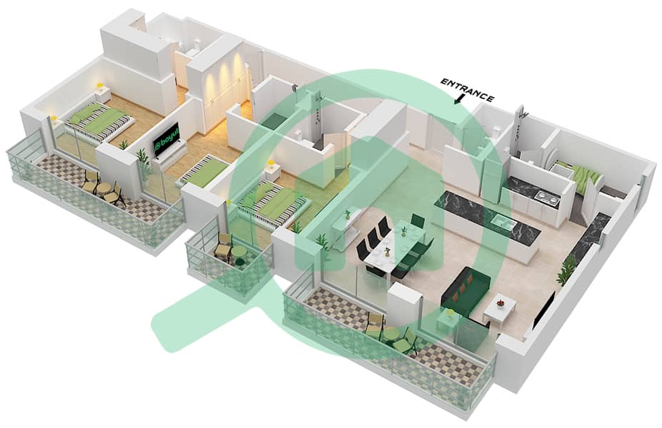 Jomana 1 - 3 Bedroom Apartment Type/unit A / UNIT 3 FLOOR 2 Floor plan Type A Unit 3 Floor 2 interactive3D