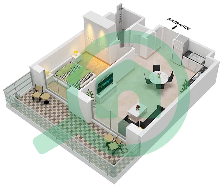 Jomana 1 - 1 Bedroom Apartment Type/unit A / UNIT 1 FLOOR 5 Floor plan Type A Unit 1 Floor 5 interactive3D