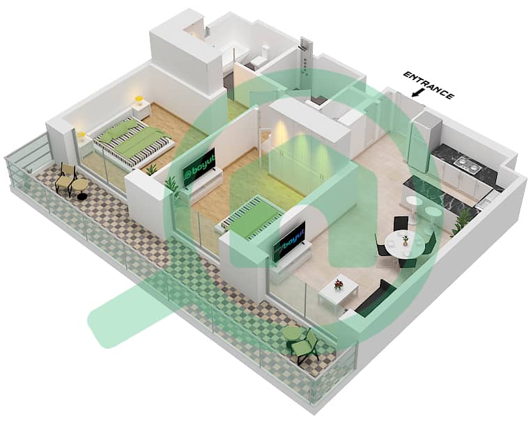 Jomana 1 - 2 Bedroom Apartment Type/unit B / UNIT 2 FLOOR 5 Floor plan Type B Unit 2 Floor 5 interactive3D