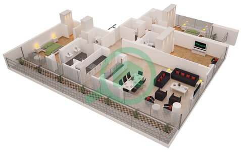Al Sahab Tower 2 - 3 Bed Apartments Suite PH 02 Floor plan