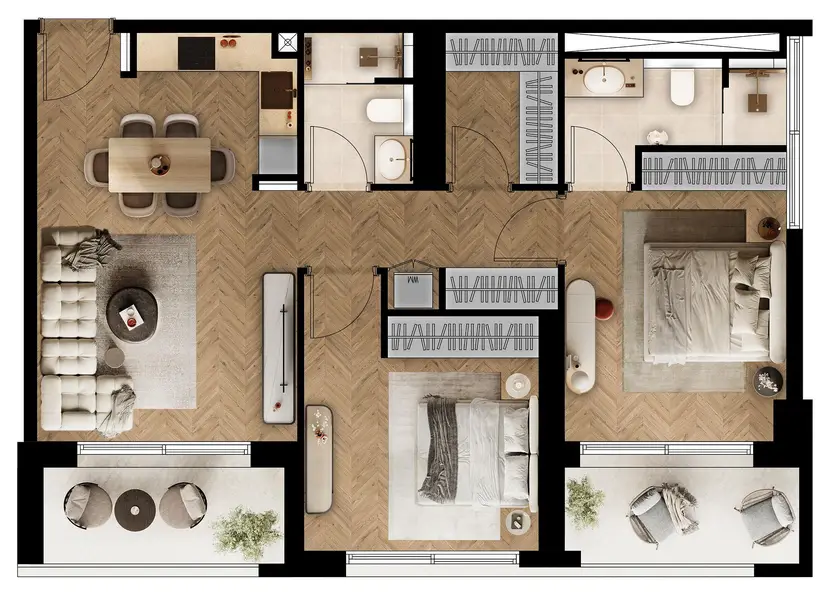 2 BR floor plan