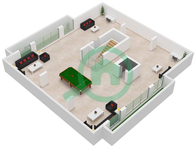 谦恭山顶别墅 - 5 卧室别墅类型1戶型图 Type 1 Floor Basement Floor interactive3D