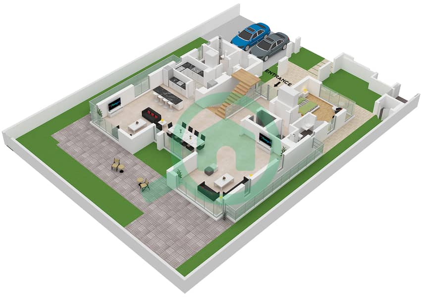 谦恭山顶别墅 - 5 卧室别墅类型3戶型图 Type 3 Floor Ground Floor interactive3D