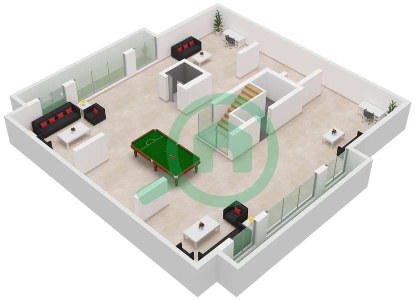 谦恭山顶别墅 - 5 卧室别墅类型4戶型图 Type 4 Floor Basement Floor interactive3D