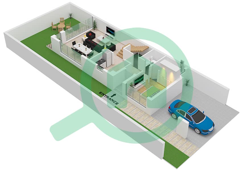 Morocco - 5 Bedroom Townhouse Type/unit LTH-5K / END UNIT Floor plan "Type LTH-5K 
End Unit Ground Floor" interactive3D