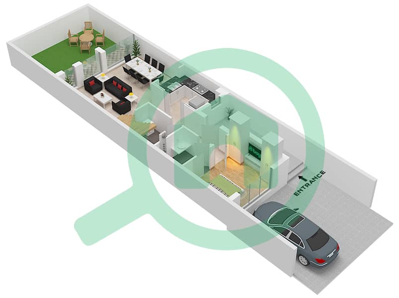 Morocco - 5 Bedroom Townhouse Type/unit LTH-5K / MIDDLE UNIT Floor plan "Type LTH-5K 
Middle Unit Ground Floor" interactive3D