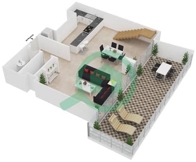 Al Naseem Residence B - 2 Bedroom Apartment Unit 5 Floor plan