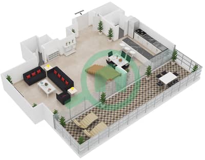 Al Naseem Residence B - 2 Bedroom Apartment Unit 8 Floor plan