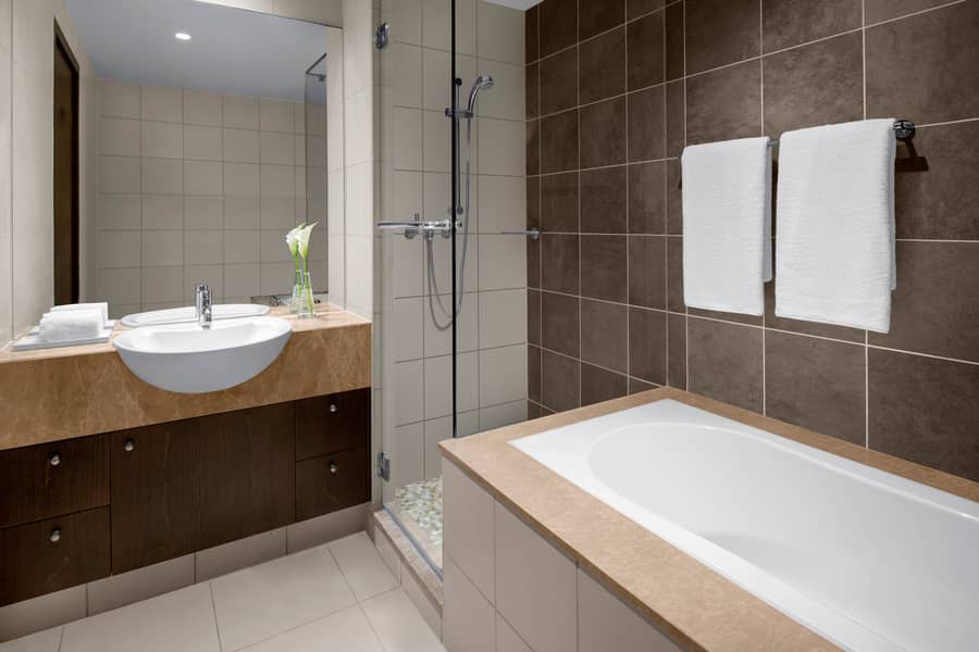 7 Two Bedroom Residence Suite with Creek and urban View - Guest Bathroom. JPG