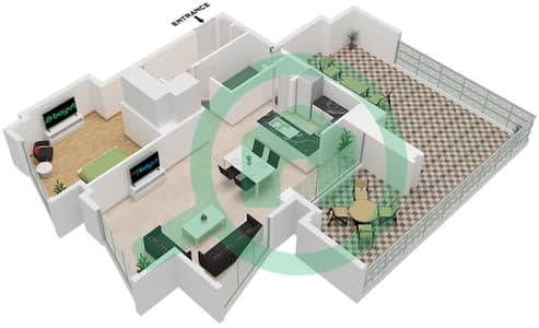المخططات الطابقية لتصميم النموذج / الوحدة 6B / UNIT 1 FLOOR 3 شقة 1 غرفة نوم - برج B