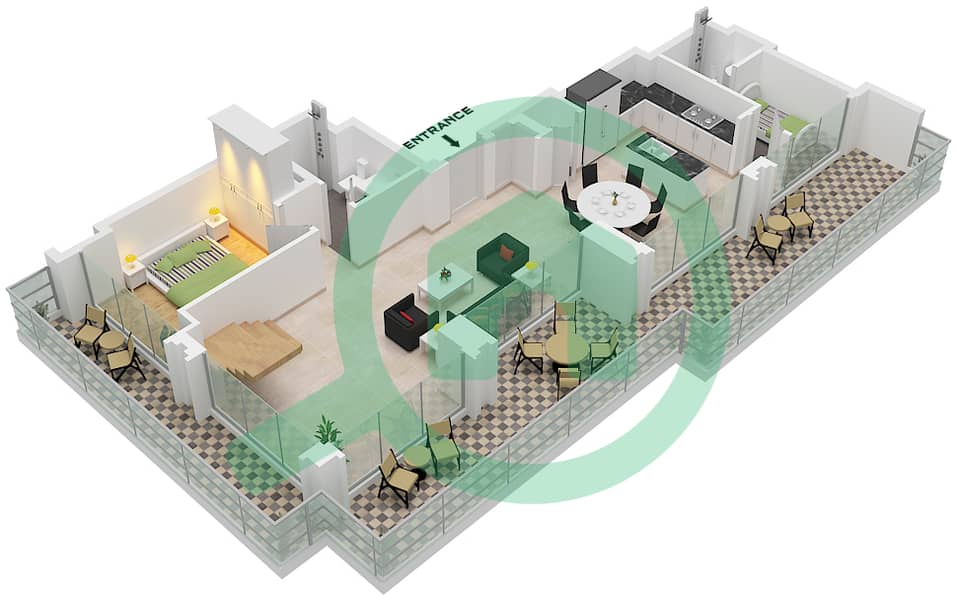 المخططات الطابقية لتصميم النموذج / الوحدة 6M / UNIT 3 FLOOR 42,43 شقة 3 غرف نوم - برج B Type 6M Unit 3 Floor Lower 42 interactive3D