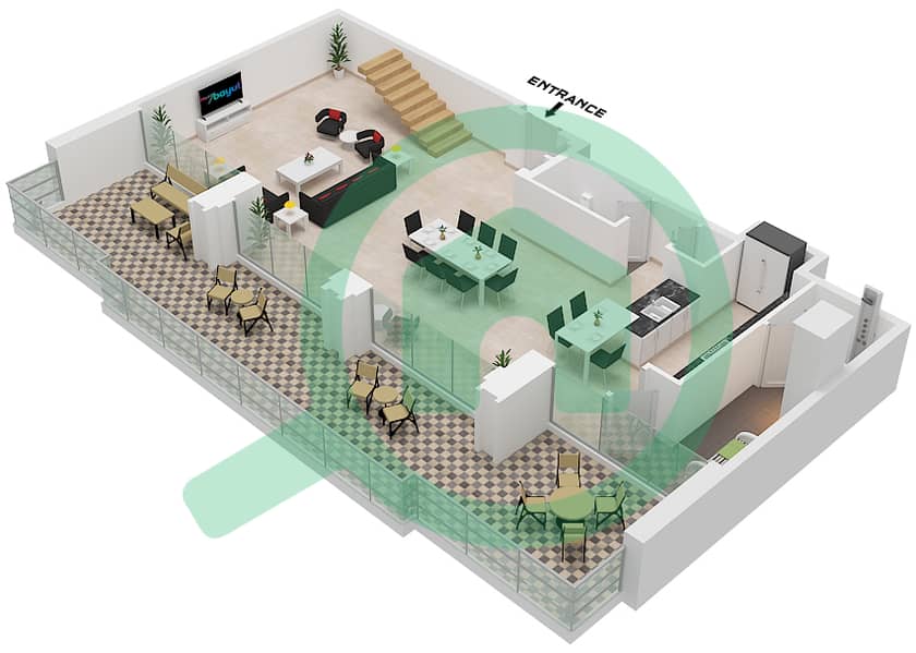 المخططات الطابقية لتصميم النموذج / الوحدة 7M / UNIT 4 FLOOR 42,43 شقة 3 غرف نوم - برج B Type 7M Unit 4 Floor Lower 42 interactive3D