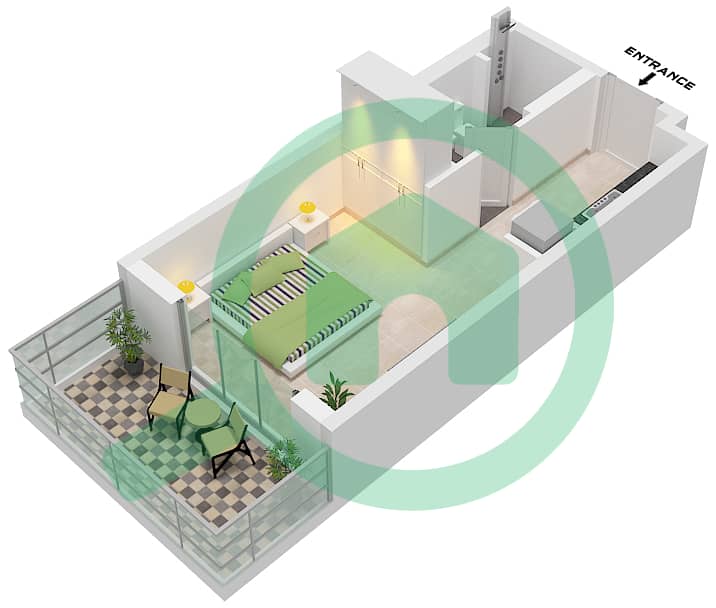 Хэдли Хайтс - Апартамент Студия планировка Тип/мера A / UNIT 2 Type A Unit 2 interactive3D