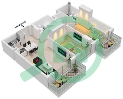 Majestique Residence 1 - 2 Bedroom Apartment Type B Floor plan