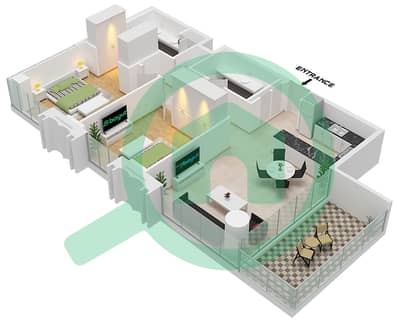 المخططات الطابقية لتصميم النموذج / الوحدة B.2/UNIT 2,4,5 FLOOR 3-20 شقة 2 غرفة نوم - برج سنترال بارك بلازا A