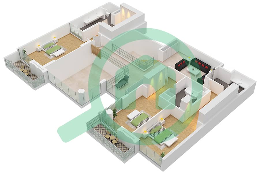 المخططات الطابقية لتصميم النموذج / الوحدة A.1/UNIT G04,G05 FLOOR 1 شقة 4 غرف نوم - برج سنترال بارك بلازا A Type A.1 Unit G04,G05,G06 Floor 1 interactive3D