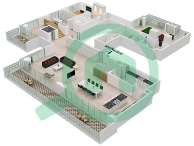 المخططات الطابقية لتصميم النموذج / الوحدة A.1 / UNIT 1 FLOOR 21-23 بنتهاوس 5 غرف نوم - برج سنترال بارك بلازا A
