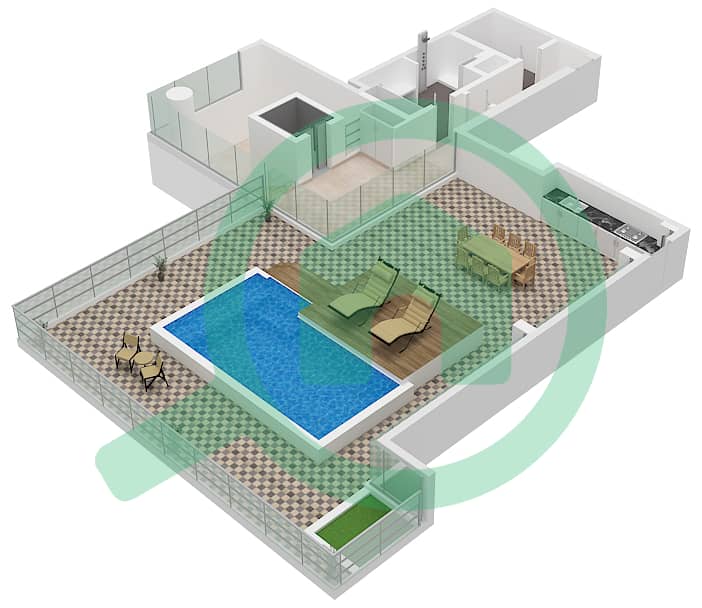 المخططات الطابقية لتصميم النموذج / الوحدة A.1 / UNIT 1 FLOOR 21-23 بنتهاوس 5 غرف نوم - برج سنترال بارك بلازا A Type A.1 Unit 1 Floor 23 interactive3D