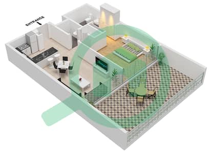 المخططات الطابقية لتصميم النموذج / الوحدة A  / UNIT 1 GROUND FLOOR شقة 1 غرفة نوم - ريزيدنسز 4