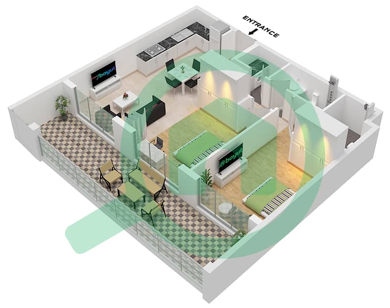 文奇托雷-贝内塞雷 - 2 卧室公寓类型A戶型图 Type A interactive3D
