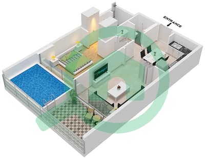 المخططات الطابقية لتصميم النموذج / الوحدة 1 / UNIT 2 FLOOR 1-12 شقة 1 غرفة نوم - ناس 3