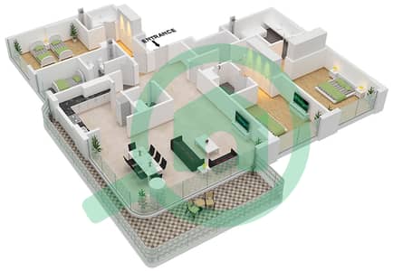 Luce - 3 Bedroom Apartment Type B FLOOR 2-7 Floor plan