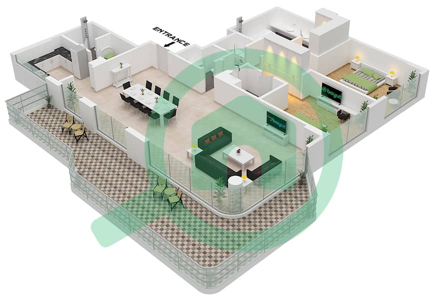 Luce - 2 Bedroom Apartment Type B FLOOR 2-7 Floor plan Type B Floor 2-7 interactive3D